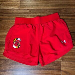 Under Armour Red Cardinal Logo Running Shorts Women's Small Athletic Performance